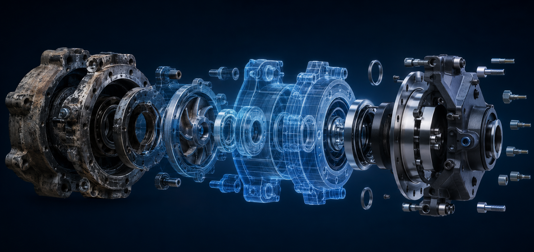 An obsolete mechanical assembly transformed into clean CAD and a production-ready rebuilt system